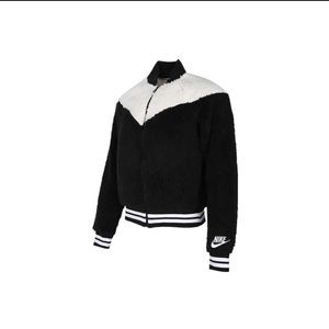 Nike Black & White Fuzzy Zip-Up Jacket